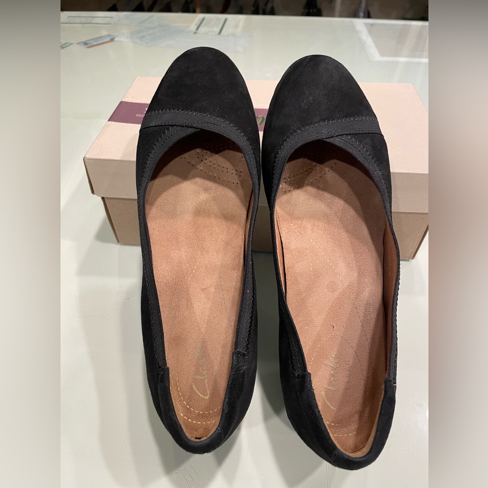 Clarks. Daelyn Hill Wedge Pump. Black Suede. From… - image 1